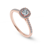 Load image into Gallery viewer, 0.70cts. Cushion Cut Solitaire Halo Diamond Shank 18K Rose Gold Ring JL AU 1195R-A   Jewelove.US
