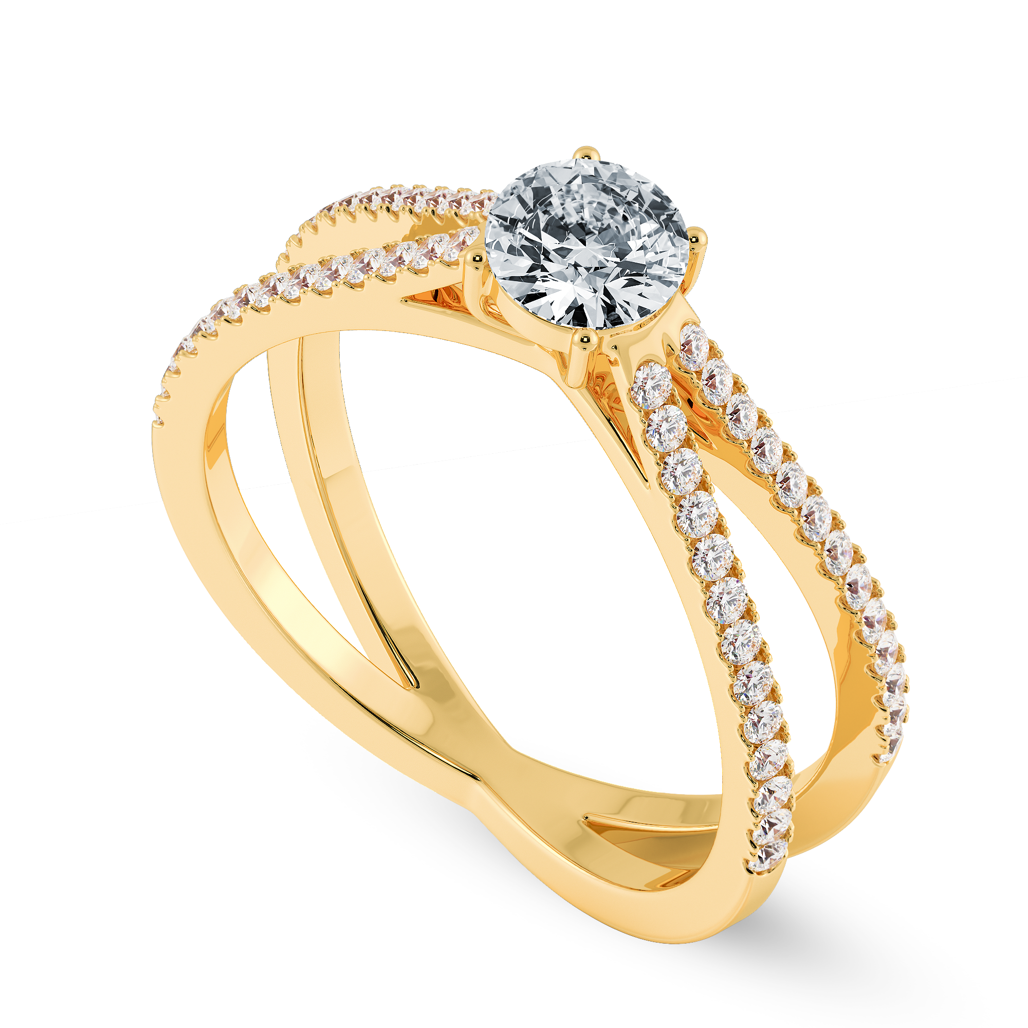 30-Pointer Solitaire Diamond Split Shank 18K Yellow Gold Ring JL AU 1169Y   Jewelove.US