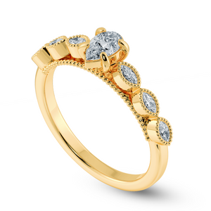 0.30cts. Pear Cut Solitaire with Marquise Cut Diamond Accents 18K Yellow Gold Ring JL AU 2018Y   Jewelove.US