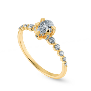 0.30cts. Pear Cut Solitaire Halo Diamond Accents 18K Yellow Gold Ring JL AU 2009Y   Jewelove.US