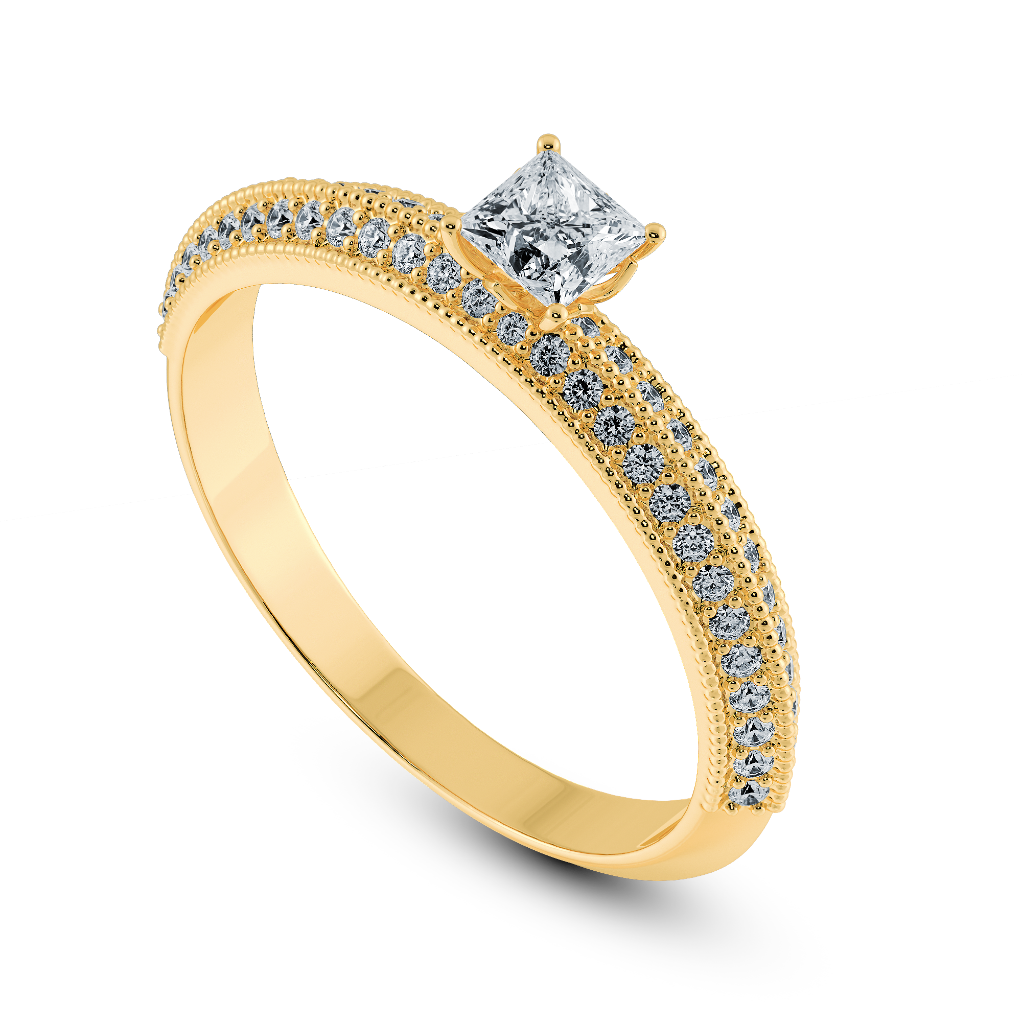 0.30cts. Princess Cut Solitaire Diamond Split Shank 18K Yellow Gold Ring JL AU 1186Y   Jewelove.US