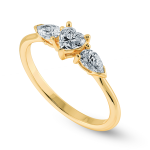 0.70cts. Heart Cut Solitaire with Pear Cut Diamond Accents 18K Yellow Gold Ring JL AU 1205Y-B   Jewelove.US