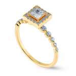 Load image into Gallery viewer, 0.70cts. Princess Cut Solitaire Halo Diamond Accents 18K Yellow Gold Ring JL AU 2003Y-B   Jewelove.US
