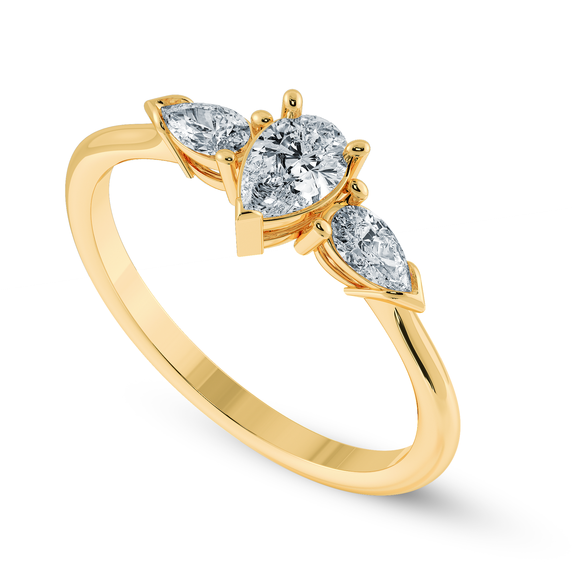 0.30cts. Pear Cut Solitaire Diamond Accents 18K Yellow Gold Ring JL AU 1207Y   Jewelove.US