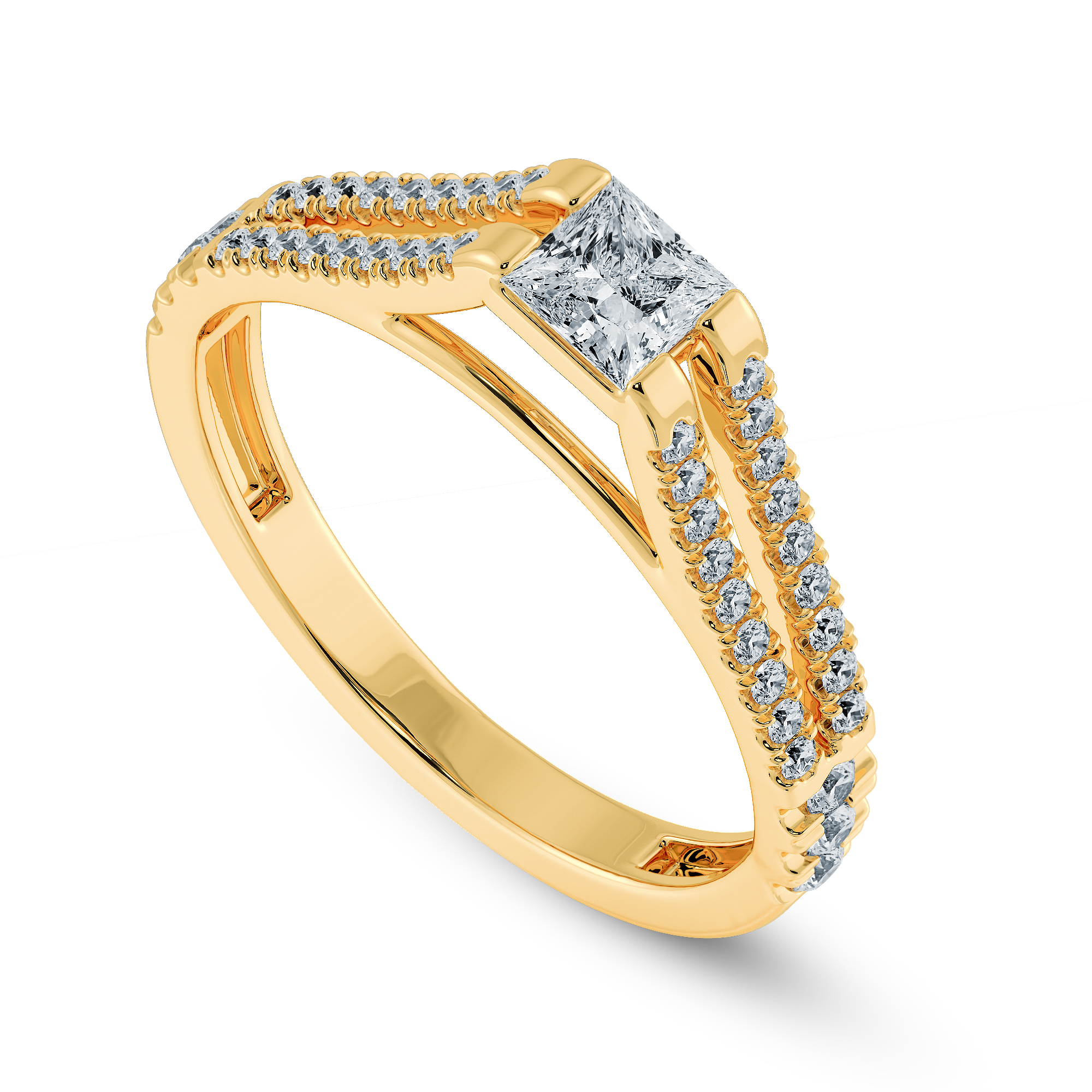 0.30cts. Princess Cut Solitaire Diamond Split Shank 18K Yellow Gold Ring JL AU 1178Y   Jewelove.US