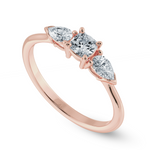 Load image into Gallery viewer, 0.70cts. Cushion Cut Solitaire with Pear Cut Diamond Accents 18K Rose Gold Ring JL AU 1203R-B   Jewelove.US
