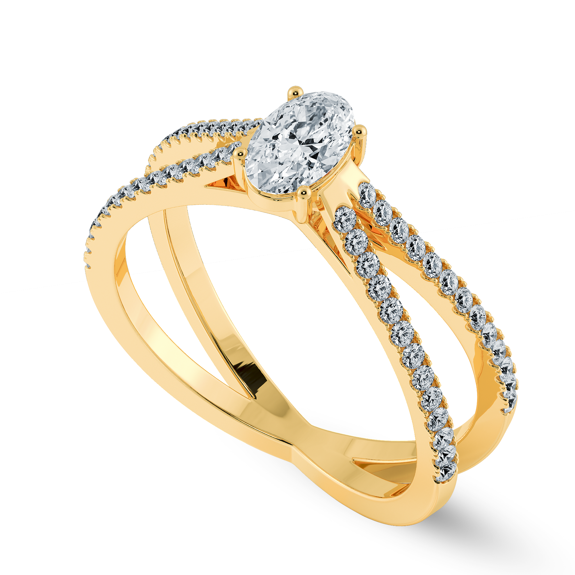 30-Pointer Oval Cut Solitaire Diamond Split Shank 18K Yellow Gold Ring JL AU 1174Y   Jewelove.US