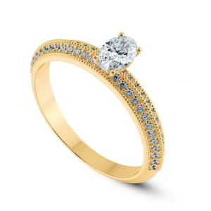 0.70cts. Oval Cut Solitaire Diamond Split Shank 18K Yellow Gold Ring JL AU 1190Y-B   Jewelove.US