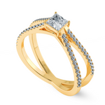 Load image into Gallery viewer, 30-Pointer Princess Cut Solitaire Diamond Split Shank 18K Yellow Gold Ring JL AU 1170Y   Jewelove.US
