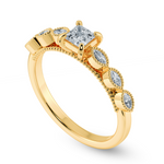 Load image into Gallery viewer, 0.50cts. Princess Cut Solitaire with Marquise Cut Diamond Accents 18K Yellow Gold Ring JL AU 2012Y-A   Jewelove.US
