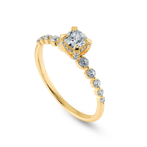 0.50cts. Cushion Cut Solitaire Halo Diamond Accents 18K Yellow Gold Ring JL AU 2005Y-A   Jewelove.US