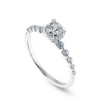 Load image into Gallery viewer, 0.30cts. Cushion Cut Solitaire Halo Diamond Accents Platinum Engagement Ring JL PT 2005   Jewelove.US
