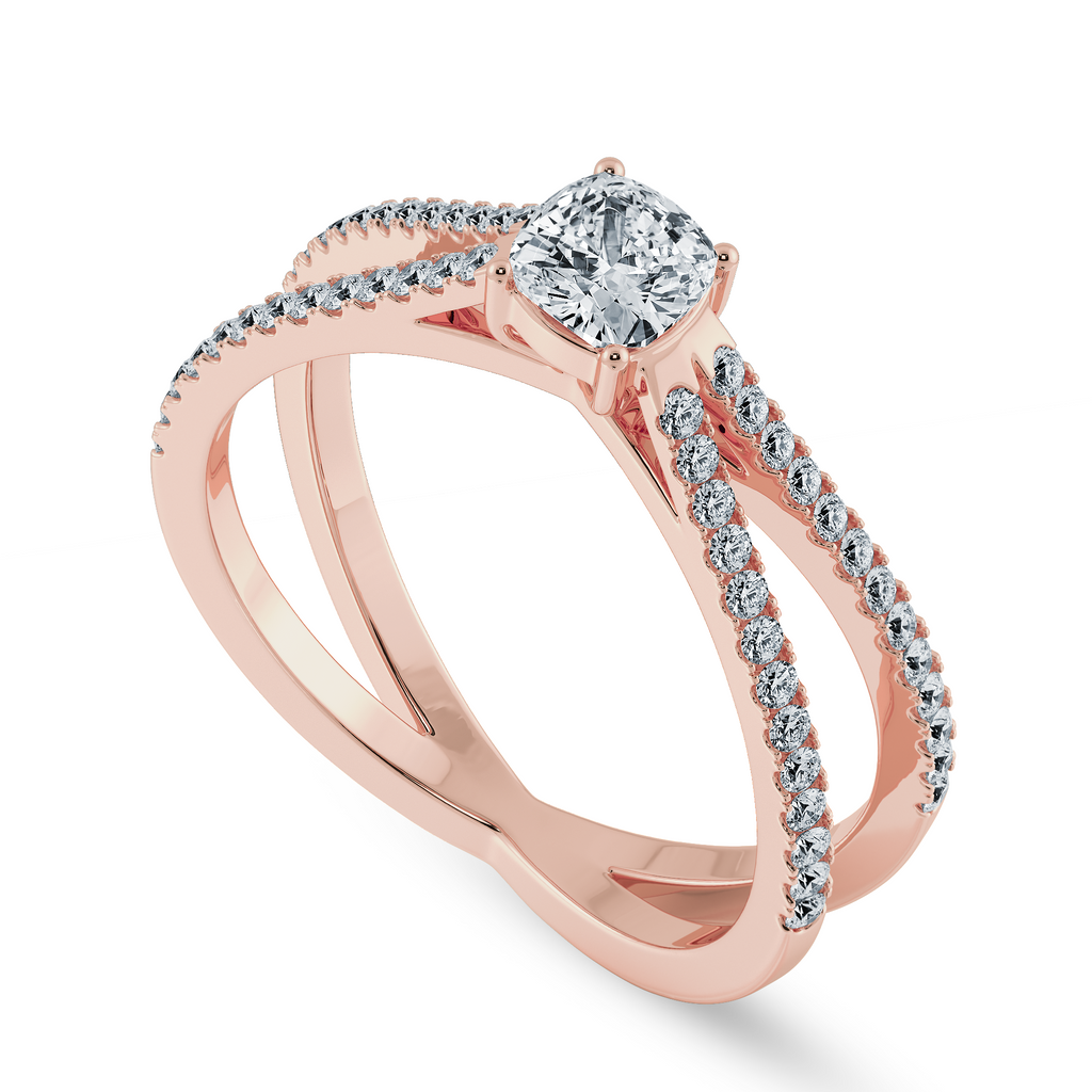 30-Pointer Cushion Cut Solitaire Diamond Split Shank 18K Rose Gold Ring JL AU 1171R   Jewelove.US