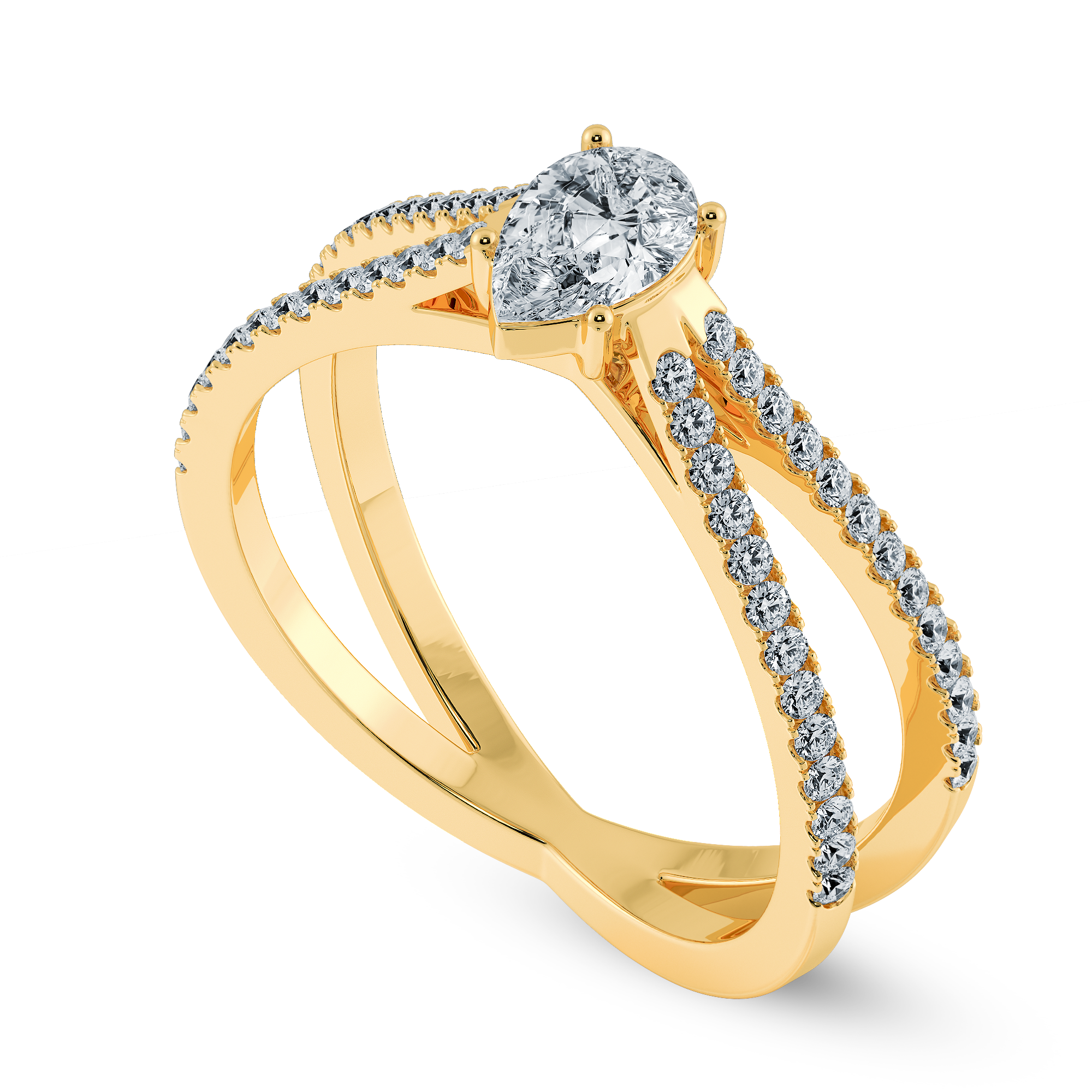 30-Pointer Pear Cut Solitaire Diamond Split Shank 18K Yellow Gold Ring JL AU 1175Y   Jewelove.US