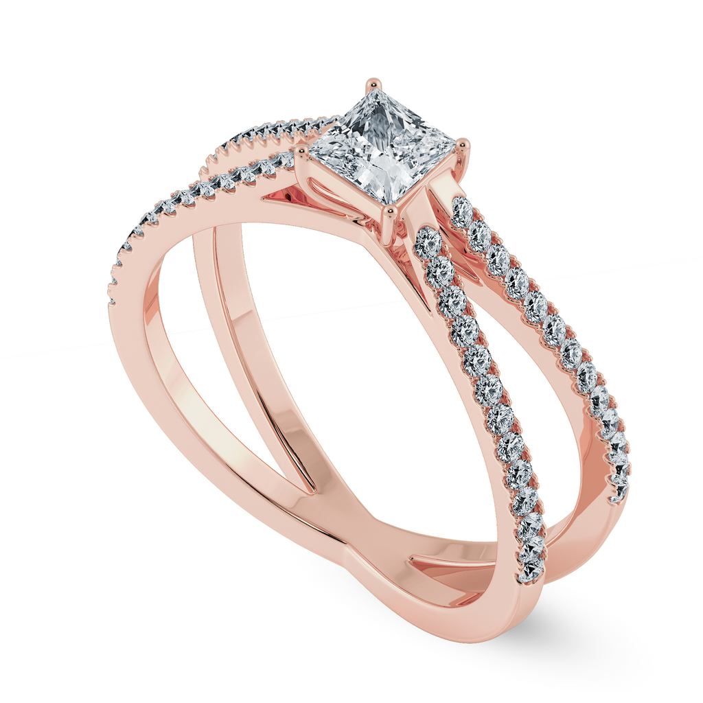 30-Pointer Princess Cut Solitaire Diamond Split Shank 18K Rose Gold Ring JL AU 1170R   Jewelove.US