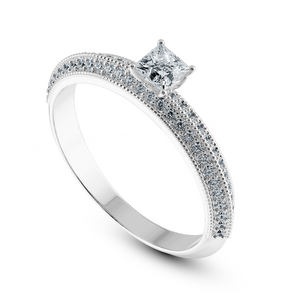 0.50cts Princess Cut Solitaire Diamond Split Shank Platinum Ring JL PT 1186-A   Jewelove.US