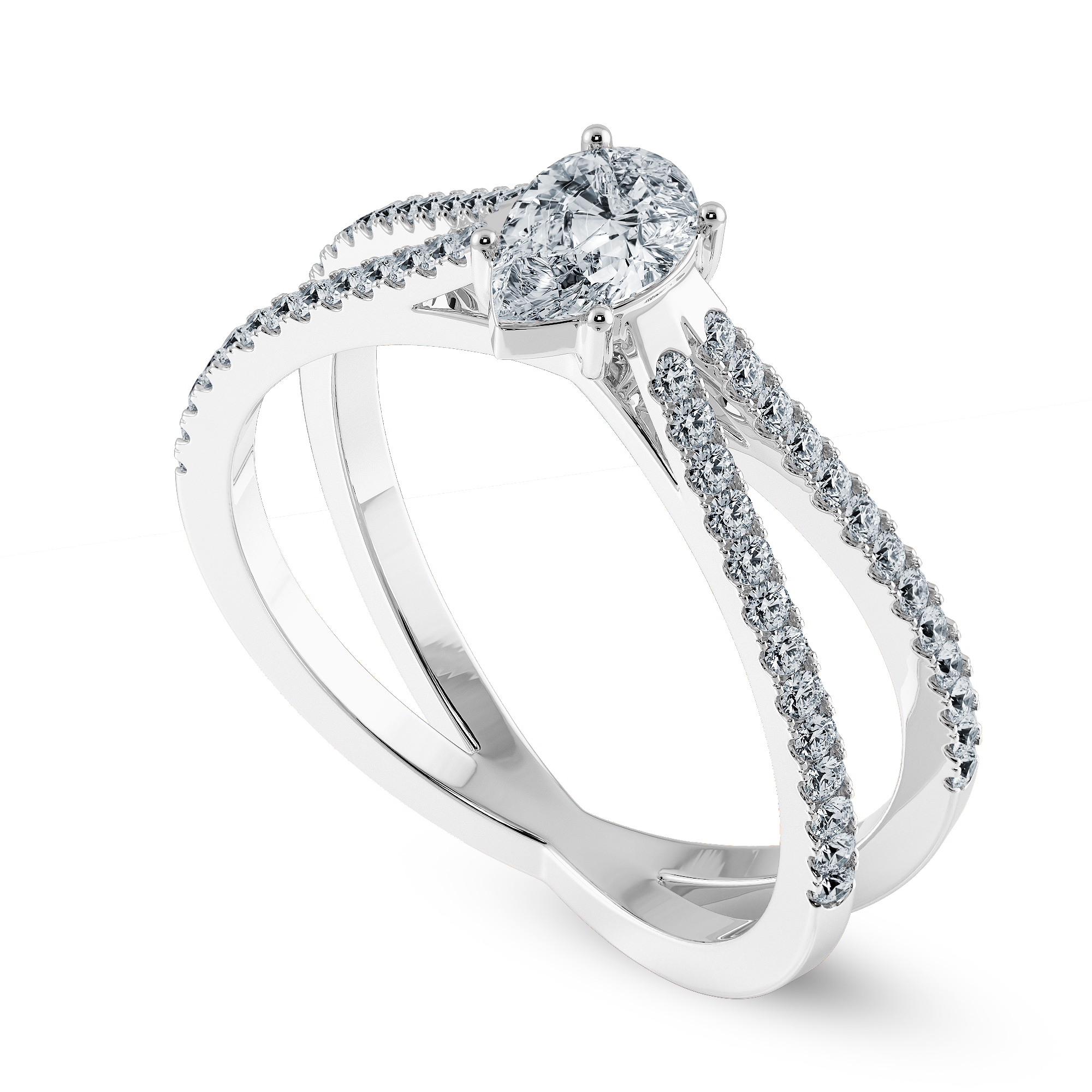 70-Pointer Pear Cut Solitaire Diamond Split Shank Platinum Ring JL PT 1175-B   Jewelove.US