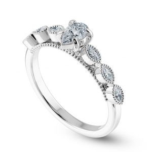 0.50cts Pear Cut Solitaire with Marquise Cut Diamond Accents Platinum Ring JL PT 2018-A   Jewelove.US