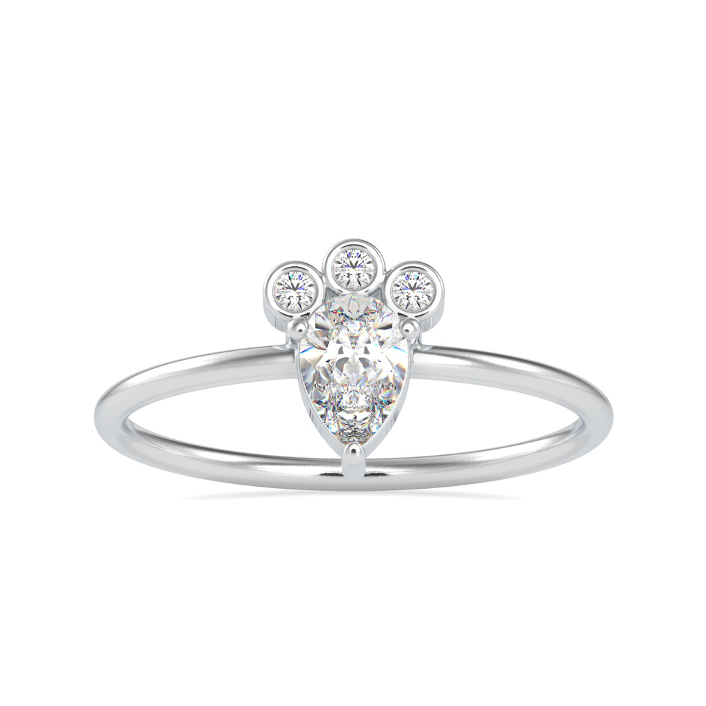 Pear Cut Diamond with Round Brilliant Cut Diamond Platinum Ring JL PT 0672   Jewelove.US