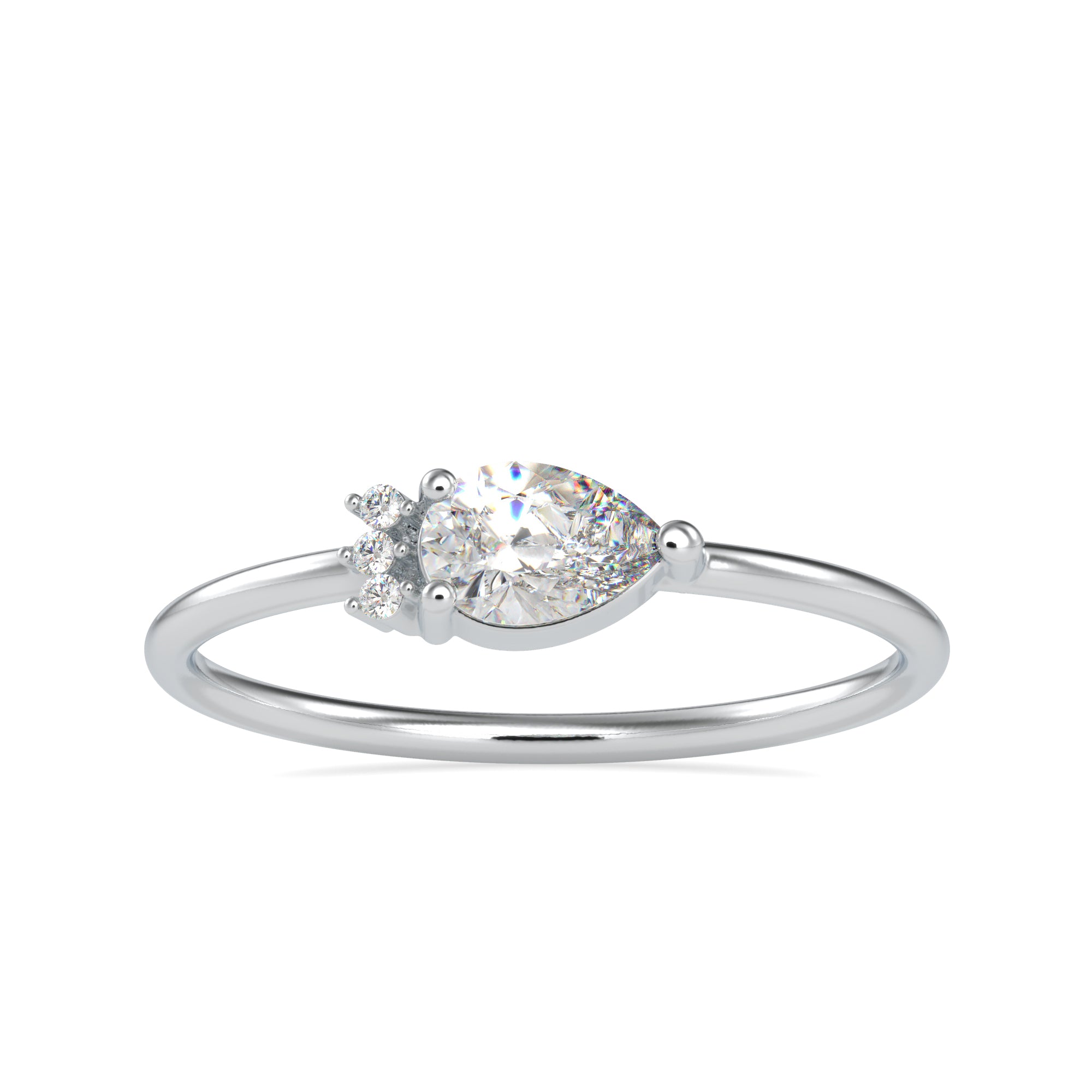 30-Pointer Pear cut Solitaire Platinum Ring with Round Brilliant Cut Diamond JL PT 0675   Jewelove.US