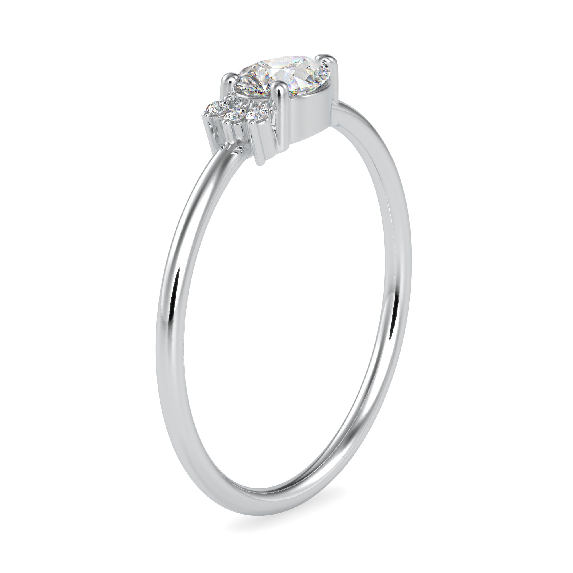 30-Pointer Pear cut Solitaire Platinum Ring with Round Brilliant Cut Diamond JL PT 0675   Jewelove.US