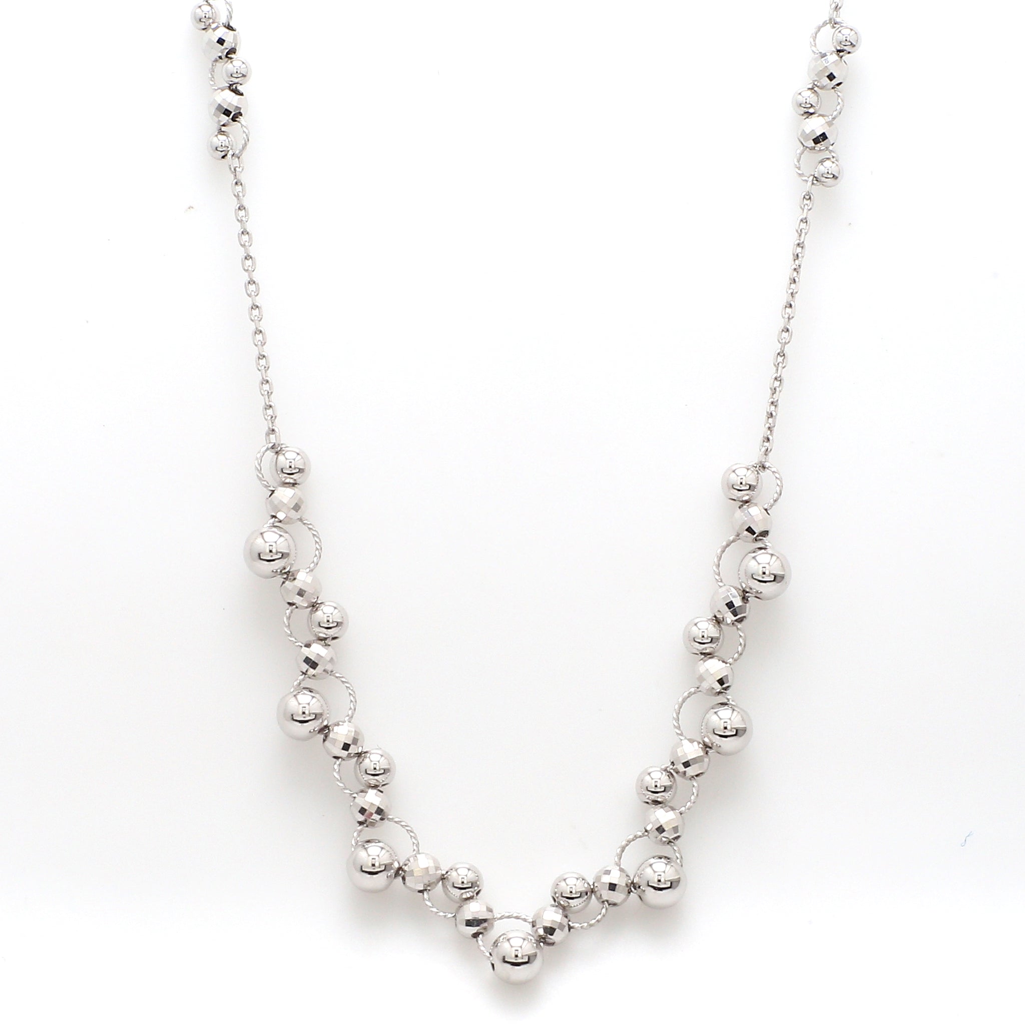 Japanese Platinum Diamond Cut Balls Necklace Chain for Women JL PT CH 202   Jewelove.US