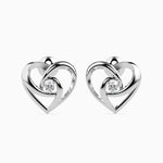 Load image into Gallery viewer, Platinum Diamond Heart Earrings JL PT E 18002  VVS-GH Jewelove.US
