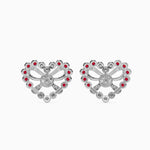 Load image into Gallery viewer, Platinum Ruby &amp; Diamond Heart Earrings JL PT E 18026   Jewelove.US
