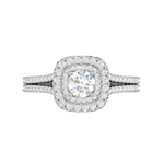 Load image into Gallery viewer, 0.50 cts Solitaire Square Double Halo Diamond Split Shank Platinum Ring JL PT RH RD 263   Jewelove.US
