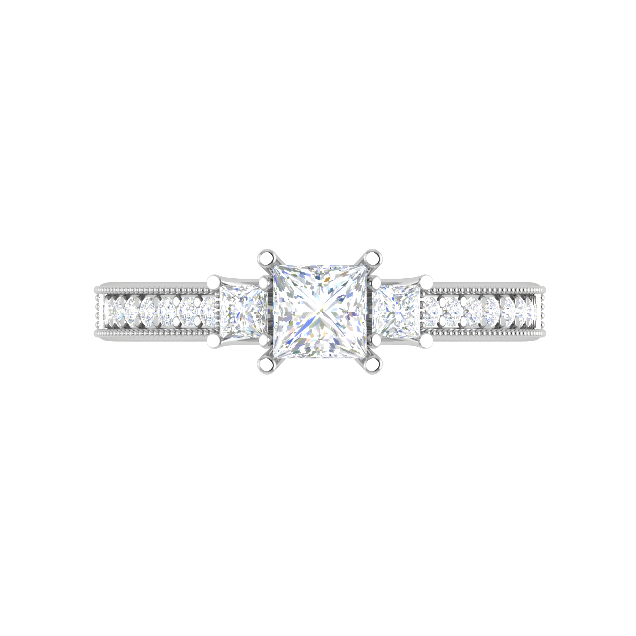 0.30 cts. Princess Cut Diamond Diamond Shank Platinum Solitaire Engagement Ring JL PT 150   Jewelove.US