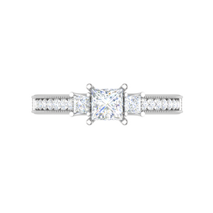 0.30 cts. Princess Cut Diamond Diamond Shank Platinum Solitaire Engagement Ring JL PT 150   Jewelove.US