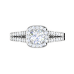 Load image into Gallery viewer, 0.70 cts Solitaire Halo Diamond Split Shank Platinum Ring JL PT RH RD 110   Jewelove
