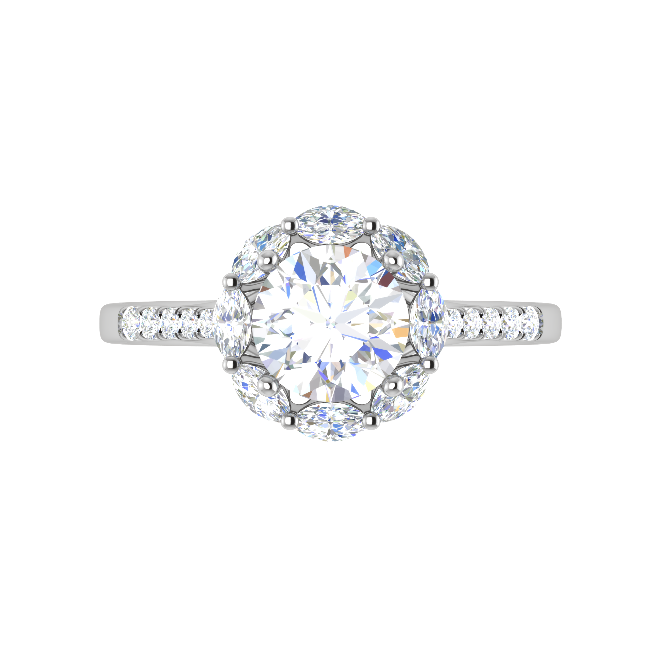 0.50cts Solitaire with Marquise Halo Diamond Shank Platinum Ring JL PT WB5928E   Jewelove.US