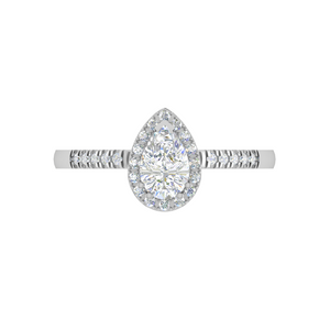 30-Pointer Pear Cut Solitaire Halo Diamond Shank Platinum Ring JL PT SF1749   Jewelove.US