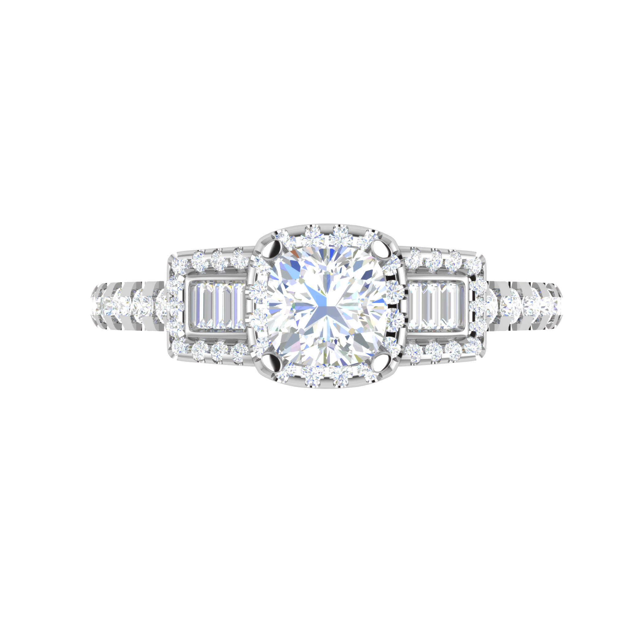 0.50cts. Cushion Solitaire with Emerald Cut Diamond Platinum Ring JL PT R3 CU 175   Jewelove.US