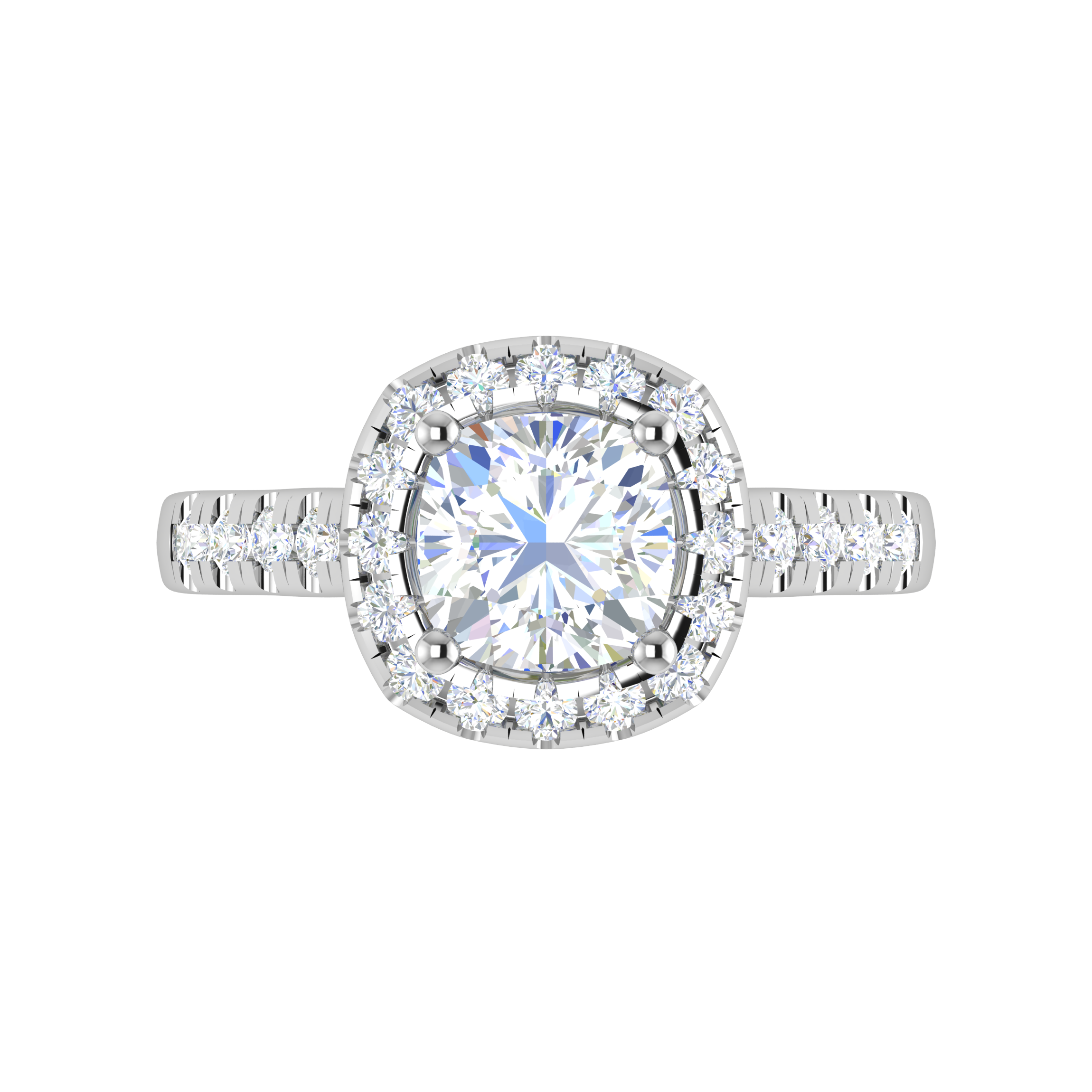 0.50cts Cushion Solitaire Platinum Halo Diamond Shank Ring JL PT REHS1561   Jewelove.US