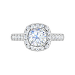 Load image into Gallery viewer, 0.50cts Cushion Solitaire Platinum Halo Diamond Shank Ring JL PT REHS1561   Jewelove.US
