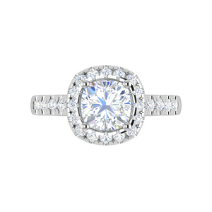 0.50cts Cushion Solitaire Platinum Halo Diamond Shank Ring JL PT REHS1561   Jewelove.US