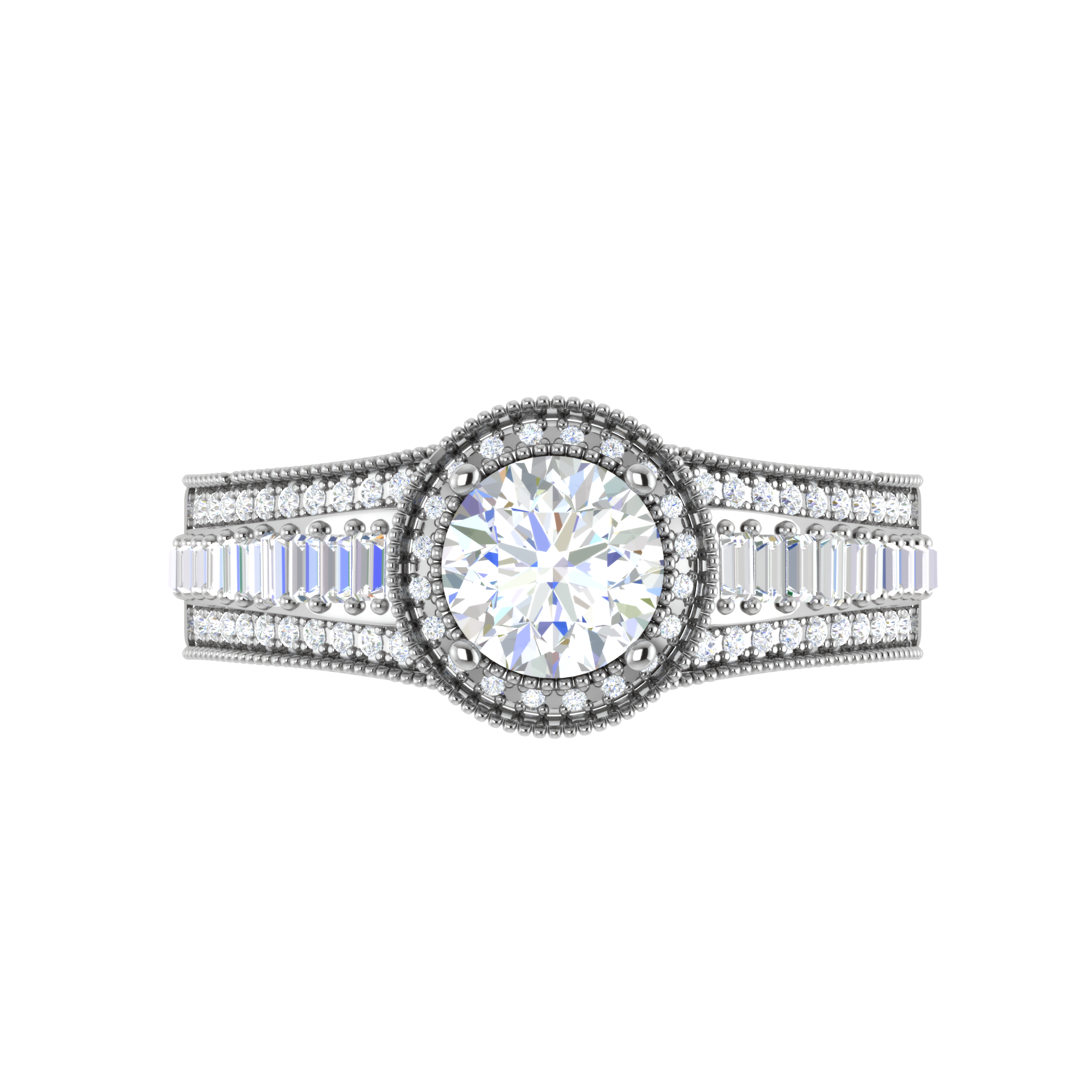 0.50 cts. Solitaire Halo Diamond Split Shank Platinum Ring JL PT WB6013E   Jewelove.US