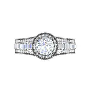 0.50 cts. Solitaire Halo Diamond Split Shank Platinum Ring JL PT WB6013E   Jewelove.US