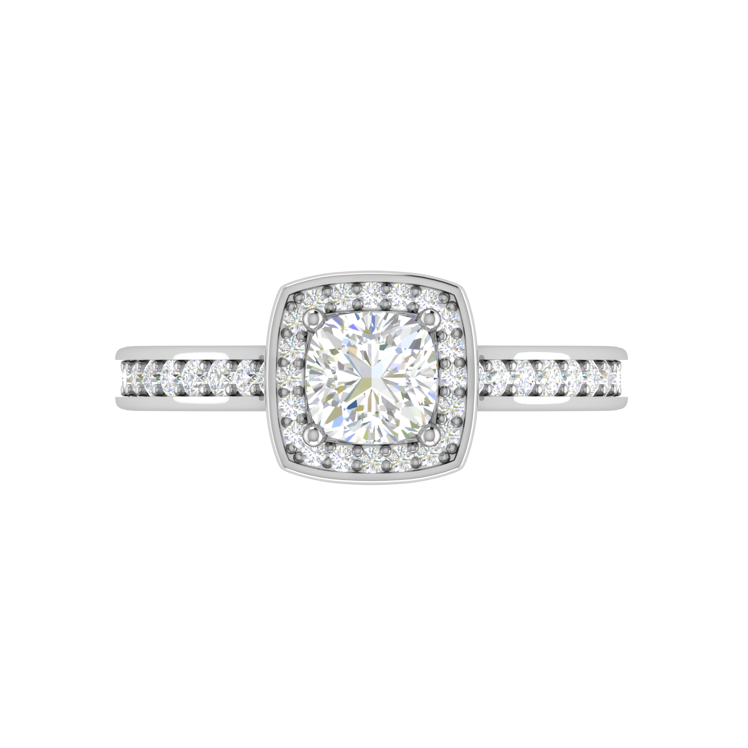 0.30cts. Cushion Solitaire Double Halo Diamond Shank Platinum Ring JL PT RH CU 168   Jewelove.US