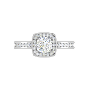 0.30cts. Cushion Solitaire Double Halo Diamond Shank Platinum Ring JL PT RH CU 168   Jewelove.US