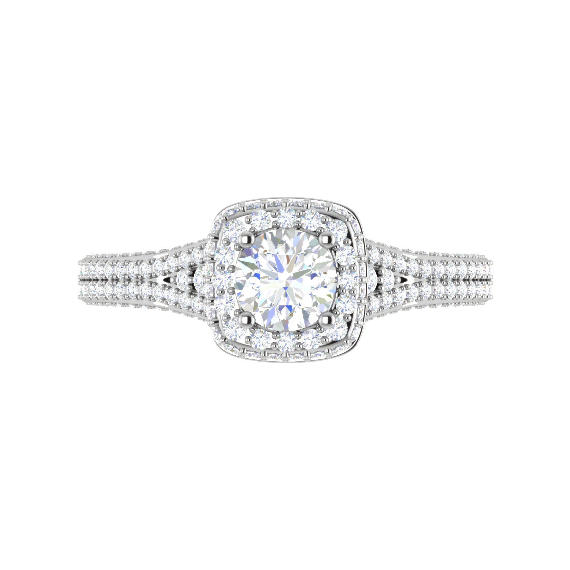 0.50 cts Square Double Halo Solitaire Split Shank Diamond Platinum Ring JL PT RP RD 195   Jewelove.US