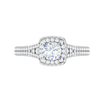 Load image into Gallery viewer, 0.50 cts Square Double Halo Solitaire Split Shank Diamond Platinum Ring JL PT RP RD 195   Jewelove.US
