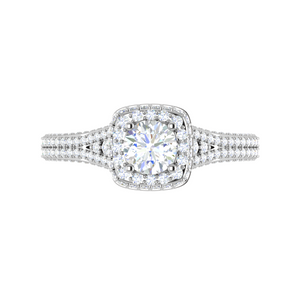 0.50 cts Square Double Halo Solitaire Split Shank Diamond Platinum Ring JL PT RP RD 195   Jewelove.US