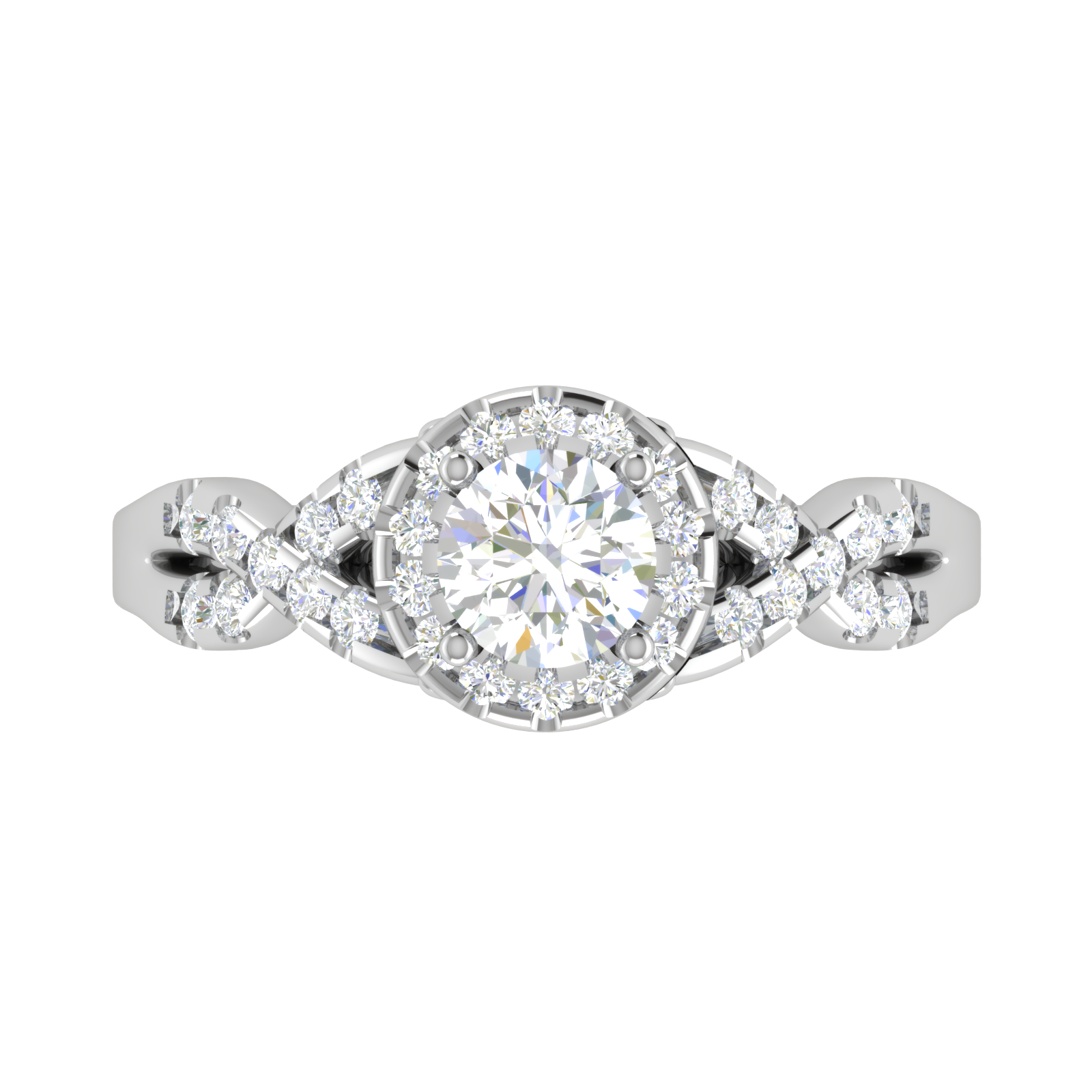 0.50 cts Solitaire Halo Diamond Twisted Shank Platinum Ring JL PT RP RD 217   Jewelove.US