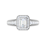 Load image into Gallery viewer, 0.70 cts Emerald Cut Solitaire Halo Diamond Shank Platinum Ring JL PT JRW2824MM   Jewelove.US
