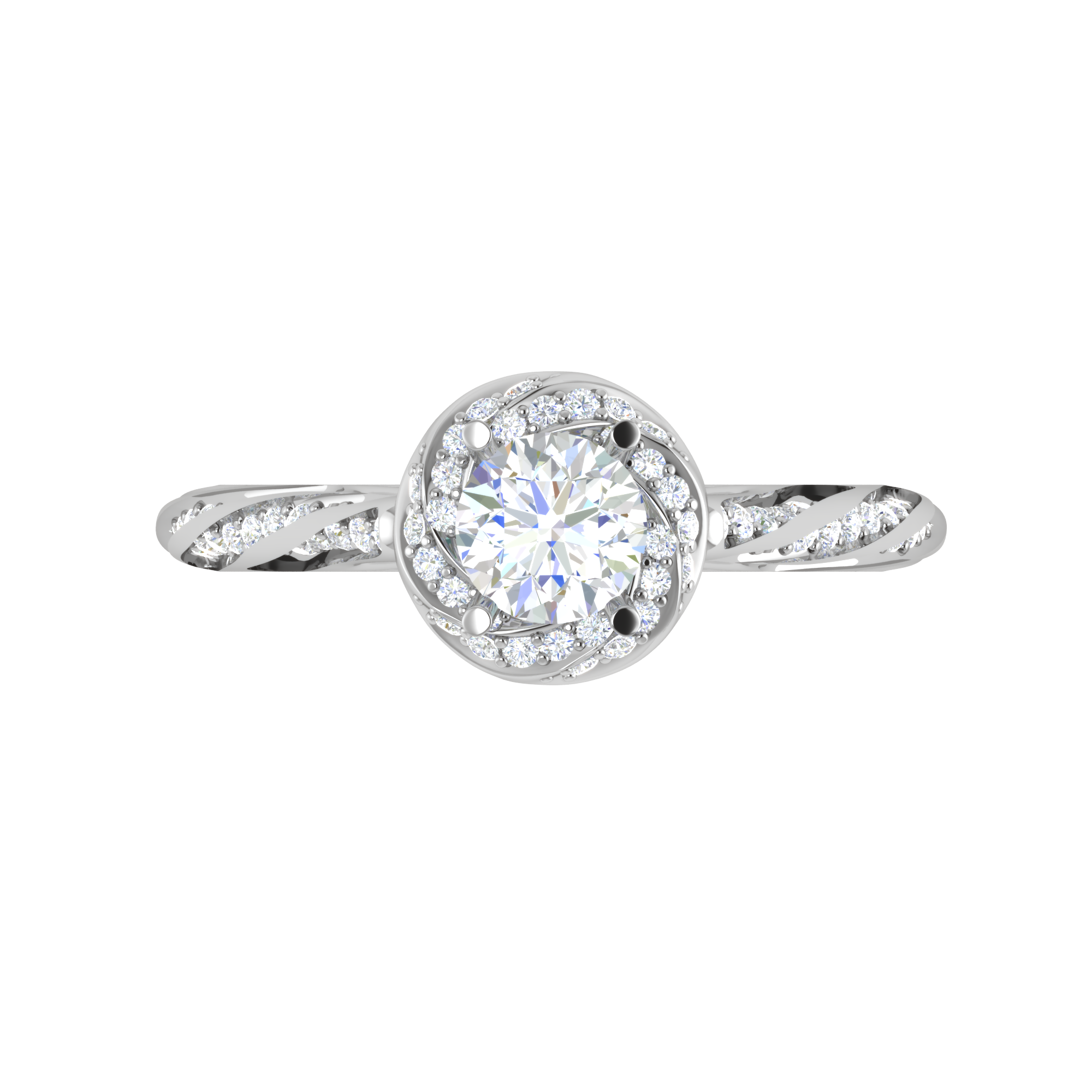 Designer 0.50 cts Solitaire Halo Diamond with Shank Platinum Ring JL PT RH RD 277   Jewelove.US