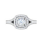 Load image into Gallery viewer, 0.50 cts. Cushion Solitaire Double Halo Split Shank Platinum Ring JL PT RH CU 179   Jewelove.US
