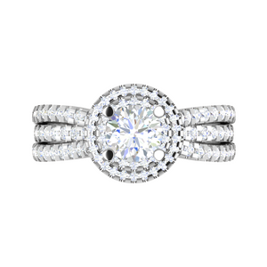 0.50 cts Solitaire Double Halo Diamond Split Shank Platinum Ring JL PT RH RD 214   Jewelove.US